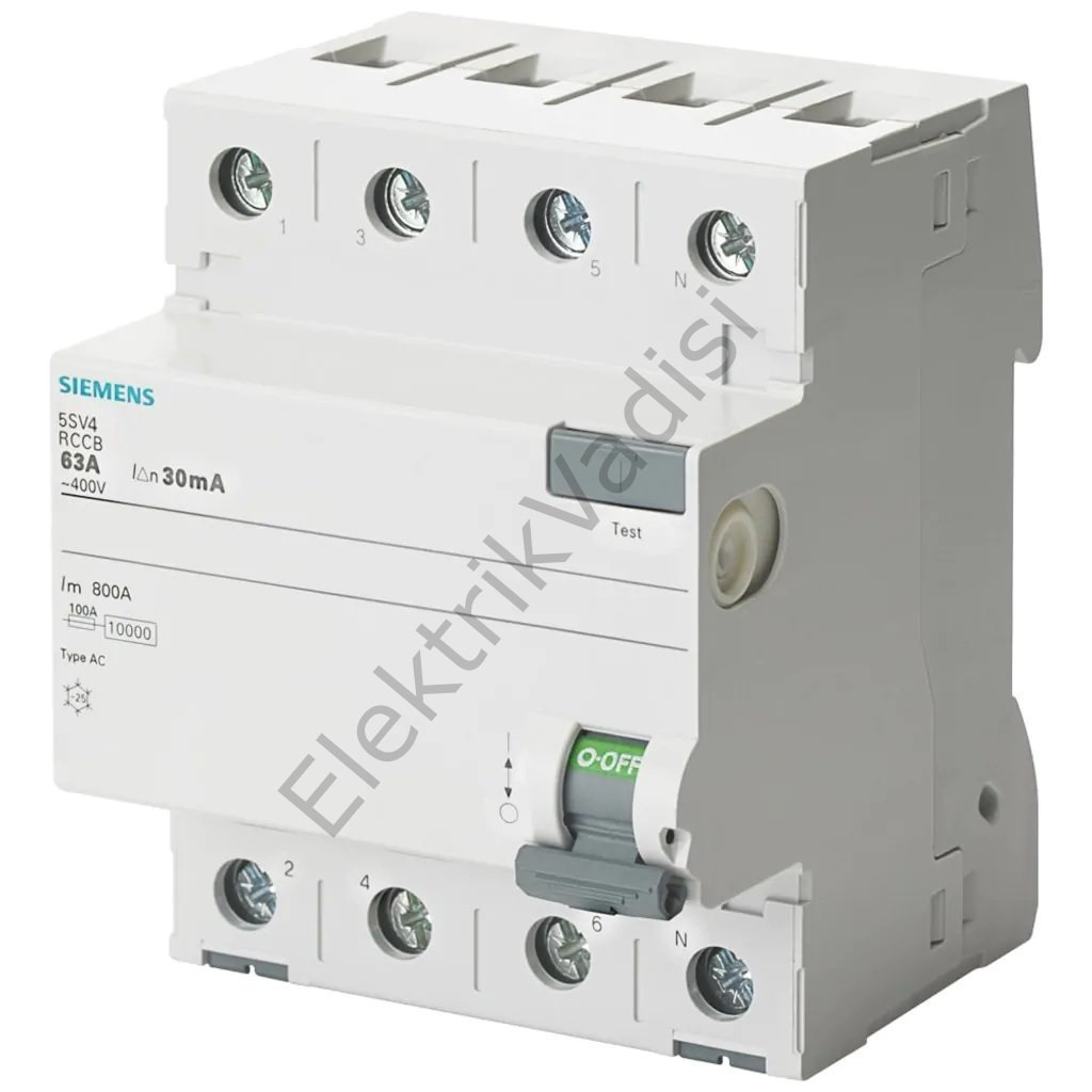 Siemens 4X63A 30MA Trifaze Kaçak Akım Rölesi 5SV Serisi
