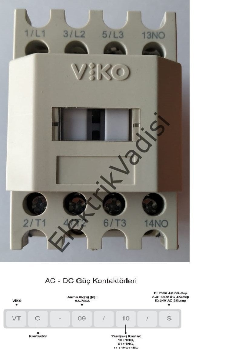 Viko Güç Kontaktörleri VTC Serisi 50 Amper vtc-50/11/s