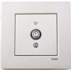 Viko Artline Novella METALİK BEYAZ Uydu Prizi F Kollektörlü Çerçeveli - 92605697