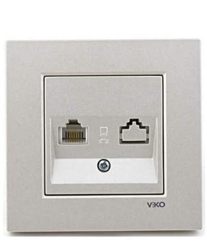 Viko Artline Novella METALİK BEYAZ Tekli Data İnternet Çerçeveli - 92605632