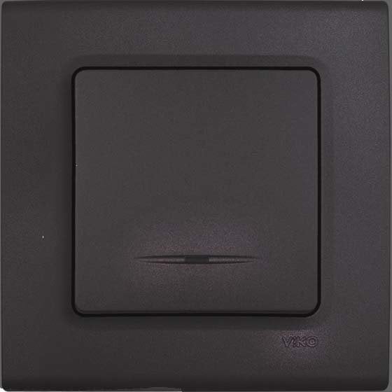 Viko Linnera Life Granit Grisi Işıklı Anahtar Siyah - Çerçeveli