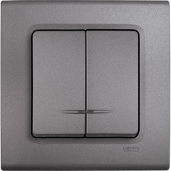 Viko Linnera Life Granit Grisi Siyah Işıklı Komütatör Granit Grisi - Çerçeveli