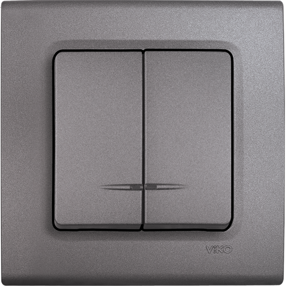 Viko Linnera Life Granit Grisi Siyah Işıklı Komütatör Granit Grisi - Çerçevesiz