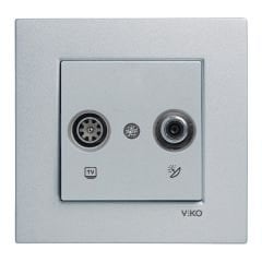 Viko Artline Novella GÜMÜŞ TV-SAT İkili Uydu Prizi Çerçeveli - 92605085
