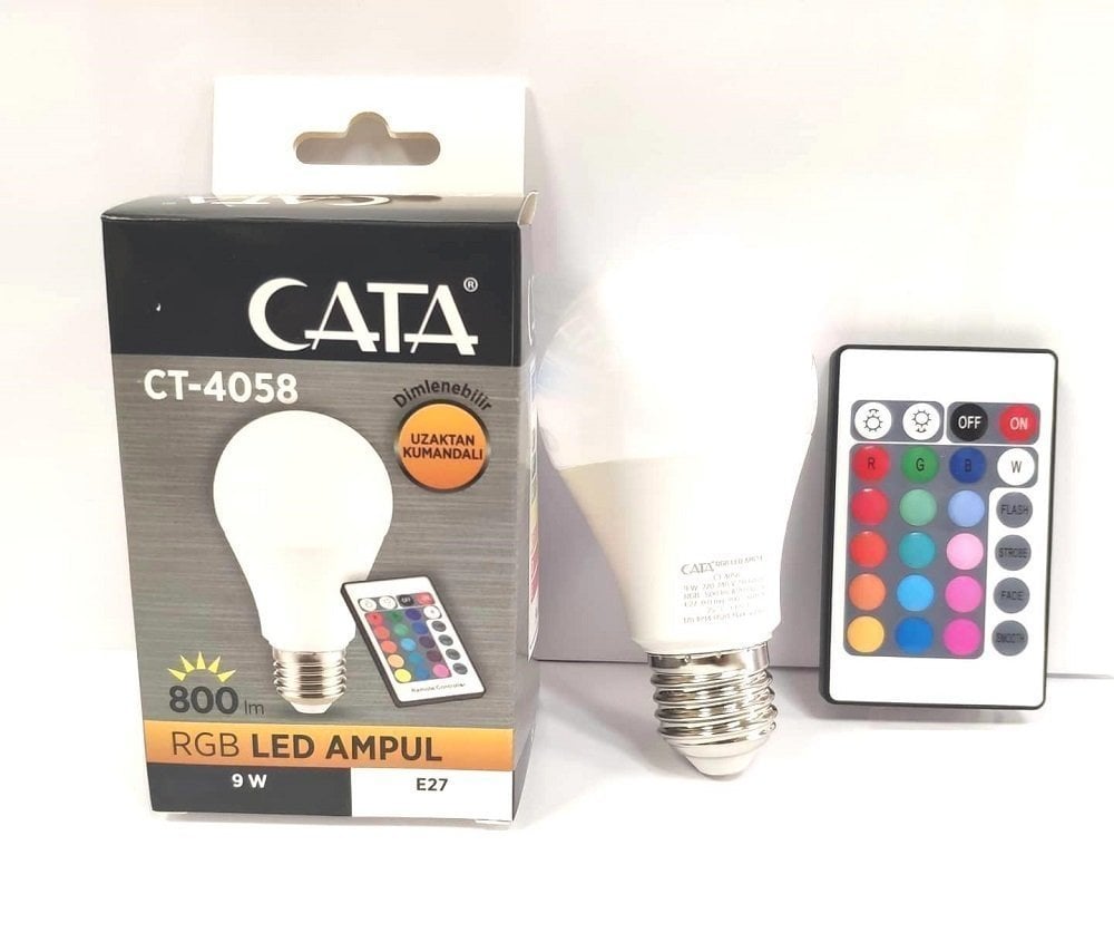 Cata Led Ampül 9W RGB Işık E27 Duy Ct-4058 BEYAZ IŞIK
