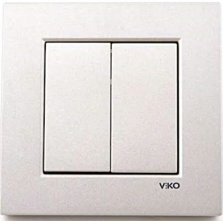 Viko Artline Novella METALİK BEYAZ İkili Anahtar Komütatör Çerçeveli - 92605602