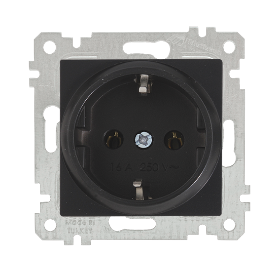 Mutlusan Rita Serisi Anahtar ve Priz Çeşitleri Siyah - Topraklı Priz