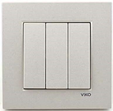 Viko Artline Novella METALİK BEYAZ Üçlü Anahtar Çerçeveli - 92605668