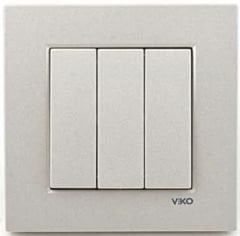 Viko Artline Novella METALİK BEYAZ Üçlü Anahtar Çerçeveli - 92605668