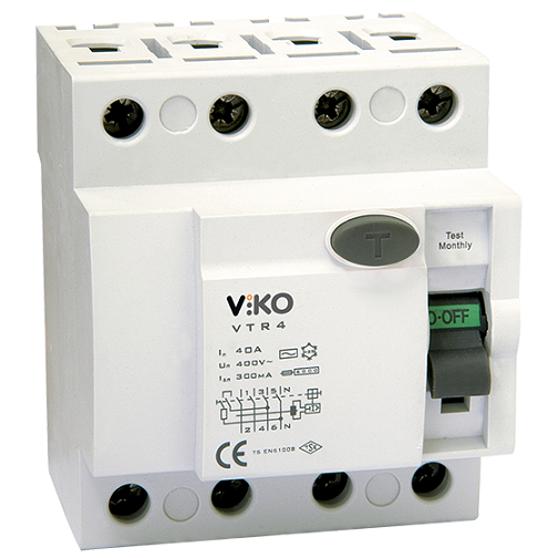 Viko Trifaze Kaçak Akım Rölesi 4X25-4X32-4X40-4X63 30-300MA 4x32A 30MA