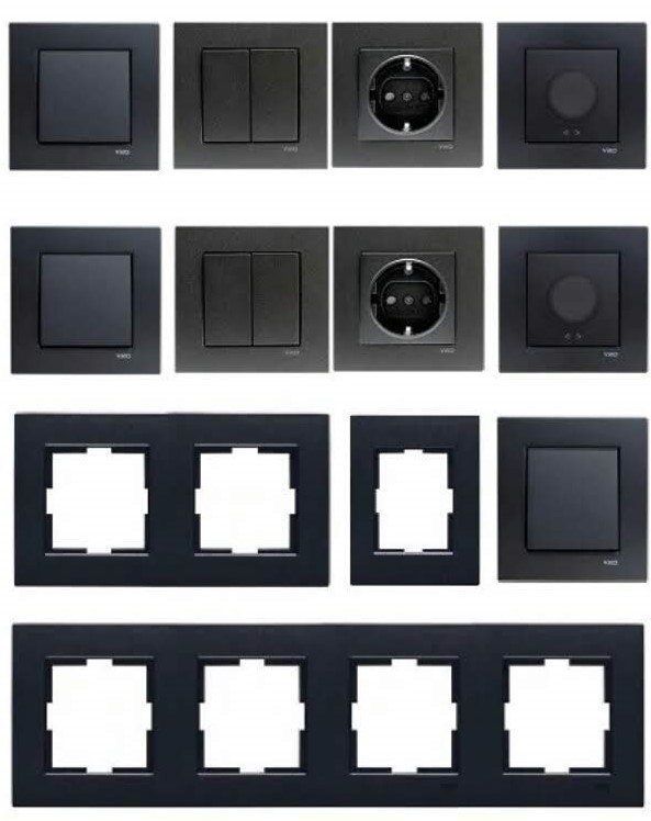 Viko Artline Novella SİYAH Renk Anahtar ve Priz Çeşitleri Tek Düğmeli Jaluzi Kumanda Anahtarı