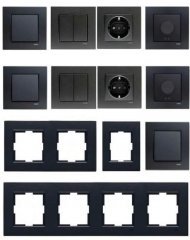 Viko Artline Novella SİYAH Renk Anahtar ve Priz Çeşitleri Tek Düğmeli Jaluzi Kumanda Anahtarı