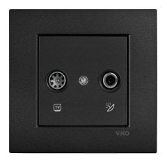 Viko Artline Novella SİYAH Renk Anahtar ve Priz Çeşitleri İkili Uydu Prizi TV-SAT