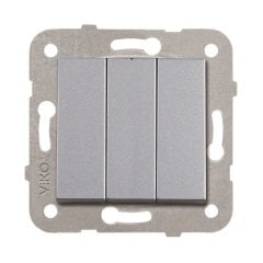 Viko Novella Üçlü Anahtar ÇERÇEVESİZ- Gümüş