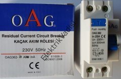 OAG Monofaze Kaçak Akım Rölesi 2X25 Amper 300 Miliamper