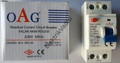 OAG Monofaze Kaçak Akım Rölesi 2X40 Amper 300 Miliamper