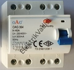 OAG Trifaze Kaçak Akım Rölesi 4X40 Amper 300 Miliamper