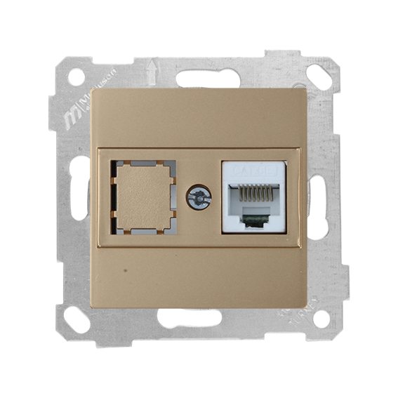 Mutlusan Rita Serisi Anahtar ve Priz Çeşitleri Antik Altın - Tekli Data Prizi Cat-6