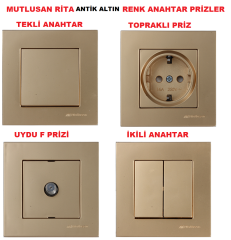 Mutlusan Rita Serisi Anahtar ve Priz Çeşitleri Siyah - Tekli Data Prizi Cat-6