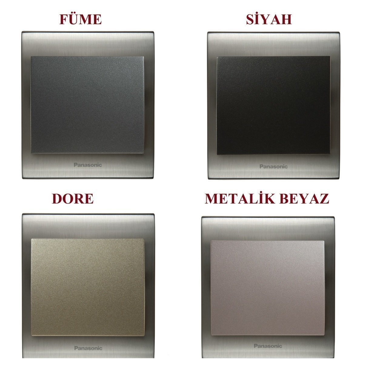 Viko Panasonic Thea Blu Inox Serisi Anahtar ve Priz Çeşitleri Topraklı Priz - Füme