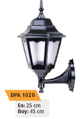 Doğan Bahçe Aplik Duvara E27 Duylu 1020 Siyah Beyaz Siyah