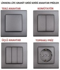 Viko Linnera Granit Grisi Anahtar ve Priz Çeşitleri