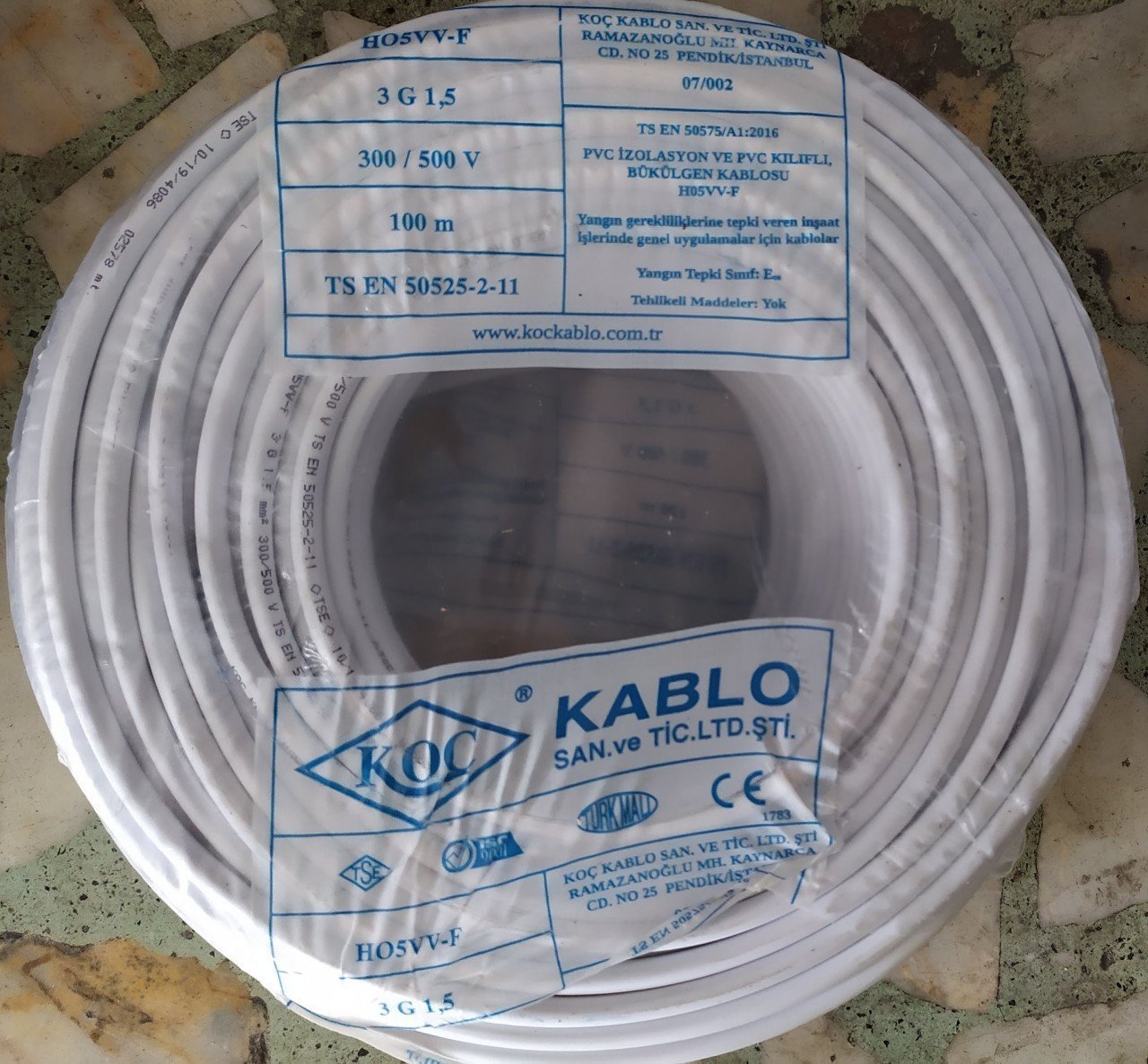3X1.5 TTR Beyaz Tam Bakır TSE Kablo 100 METRE altın
