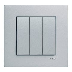 Viko Artline Novella GÜMÜŞ Üçlü Anahtar Çerçeveli - 92605068