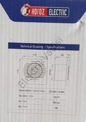 Horoz Pimaş Banyo Tuvalet Aspiratör 120 lik 12 Cm Havalandırma Fanı