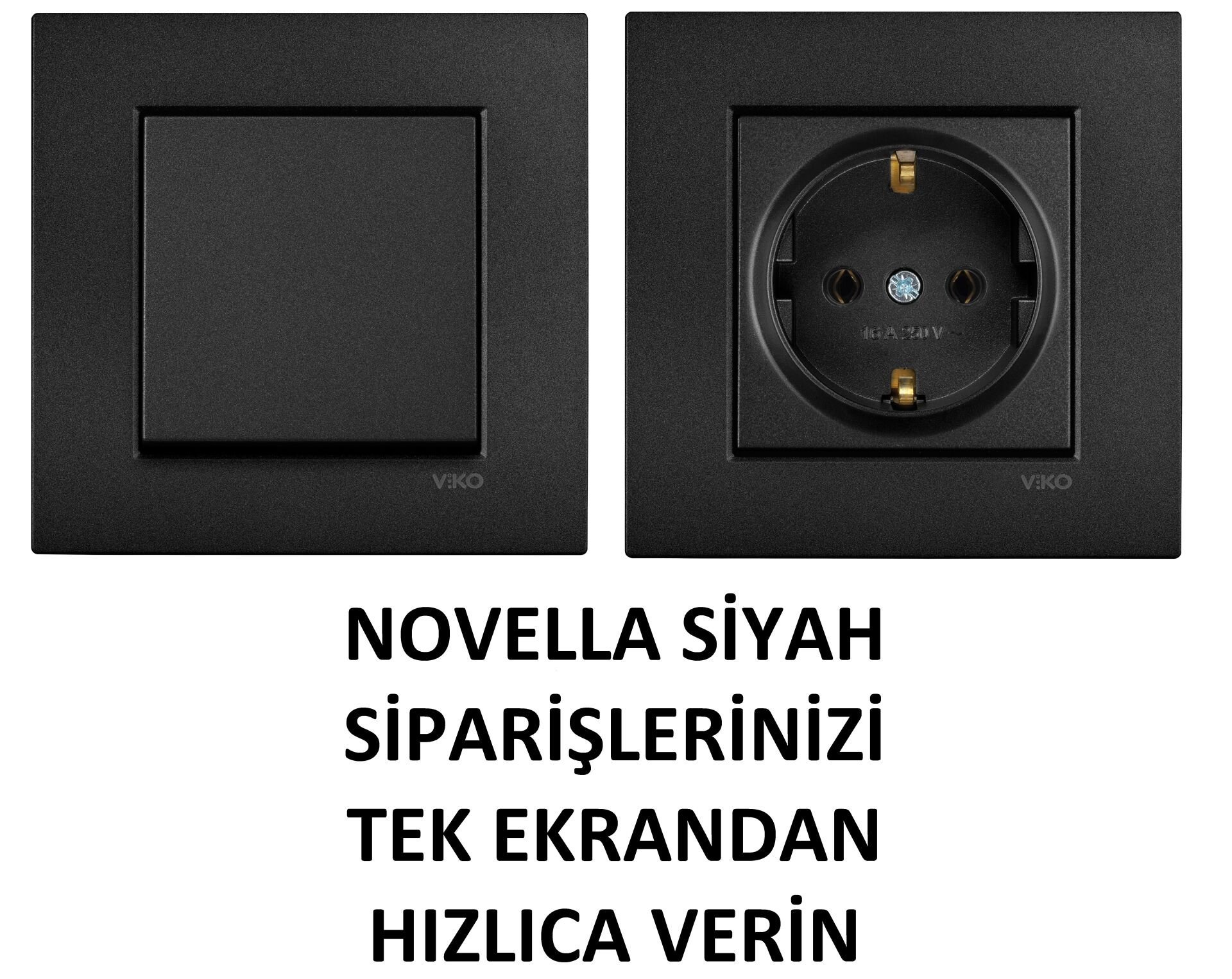 Viko Artline Novella SİYAH Renk Anahtar ve Priz Çeşitleri