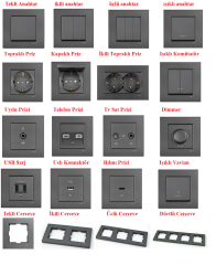 Viko Artline Novella FÜME Renk Anahtar ve Priz Çeşitleri Işıklı Light