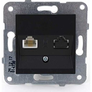 Viko Artline Novella SİYAH Renk Anahtar ve Priz Çeşitleri Tekli Data Prizi Cat-6