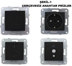 Viko Artline Novella SİYAH Renk Anahtar ve Priz Çeşitleri Tekli Data Prizi Cat-6