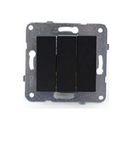 Viko Artline Novella SİYAH Renk Anahtar ve Priz Çeşitleri Üçlü Anahtar