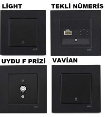 Viko Artline Novella SİYAH Renk Anahtar ve Priz Çeşitleri Üçlü Anahtar