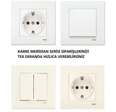 Viko Karre/Meridian Beyaz/Krem Anahtar ve Priz Çeşitleri Krem - Karre İkili Çerçeve