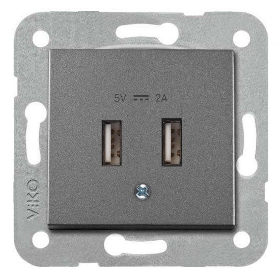 Viko Novella USB Şarj Prizi 5V 2A ÇERÇEVESİZ-FÜME