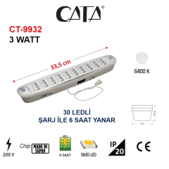 Cata Şarjlı Işıldak 30 Ledli 3w Ct-9932