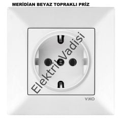 Viko Karre/Meridian Beyaz Krem Topraklı Priz Beyaz Çerçevesiz