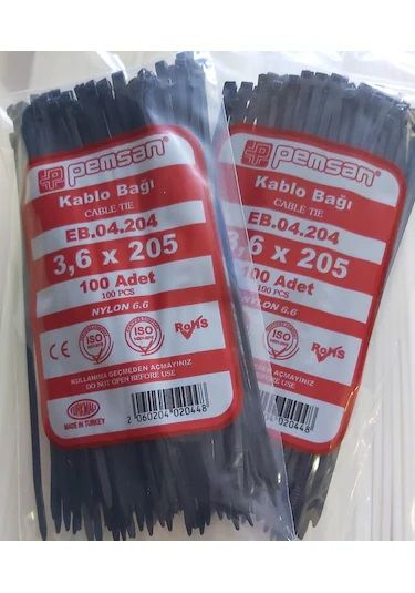 Plastik Siyah Kablo Bağı 3.6mmx205mm Cırt Pemsan-100 adet