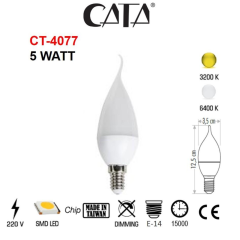 Cata Led Buji Ampul E14 Kıvrık Beyaz Günışığı 5W Ct-4077