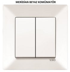 Viko Karre/Meridian Beyaz/Krem İkili Anahtar Komütatör Komitatör