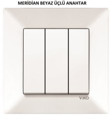 Viko Karre/Meridian Beyaz/Krem Üçlü Anahtar
