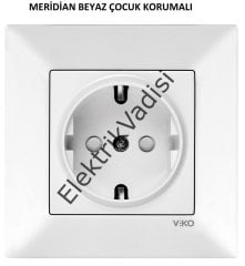 Viko Karre/Meridian Beyaz/Krem Çocuk Korumalı Topraklı Priz