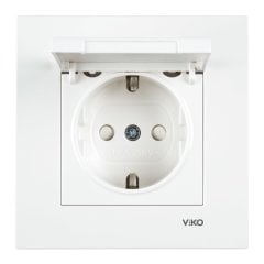 Viko Karre/Meridian Beyaz/Krem Kapaklı Toprak Priz Çocuk Korumalı