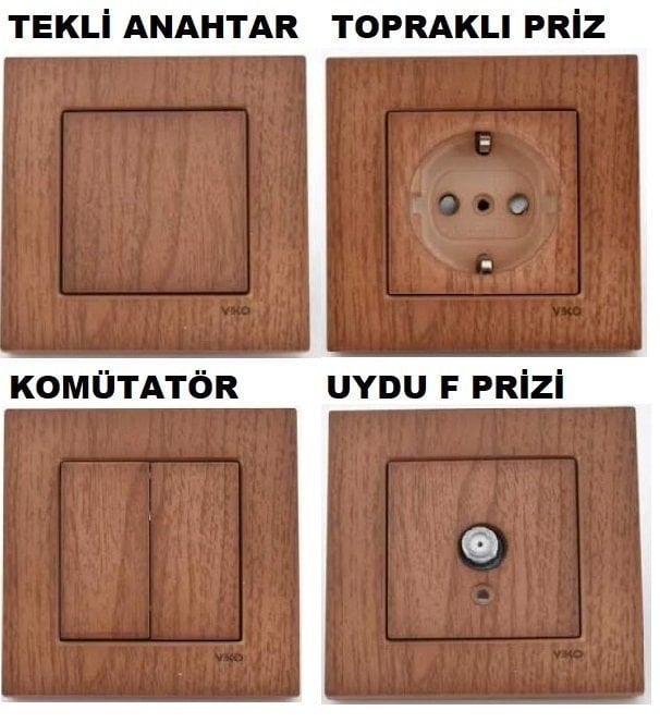 Viko Artline Novella CEVİZ Renk Anahtar ve Priz Çeşitleri Kapı Otomatiği