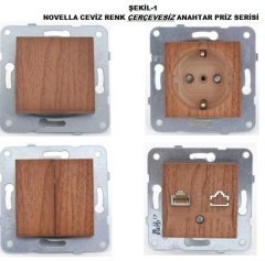 Viko Artline Novella CEVİZ Renk Anahtar ve Priz Çeşitleri Nümeris Telefon Prizi