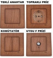 Viko Artline Novella CEVİZ Renk Anahtar ve Priz Çeşitleri Tekli Anahtar