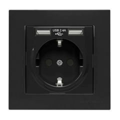 Mutlusan Rita Siyah İkili USB Çıkışlı Topraklı Priz Çerçeveli - 2200 619 0284