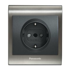 Viko Panasonic Thea Blu Inox Füme Topraklı Priz Siyah